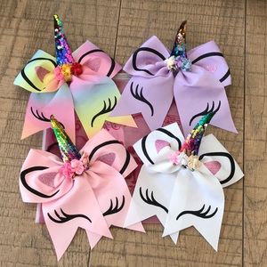 Unicorn Cheer Bows 4packs